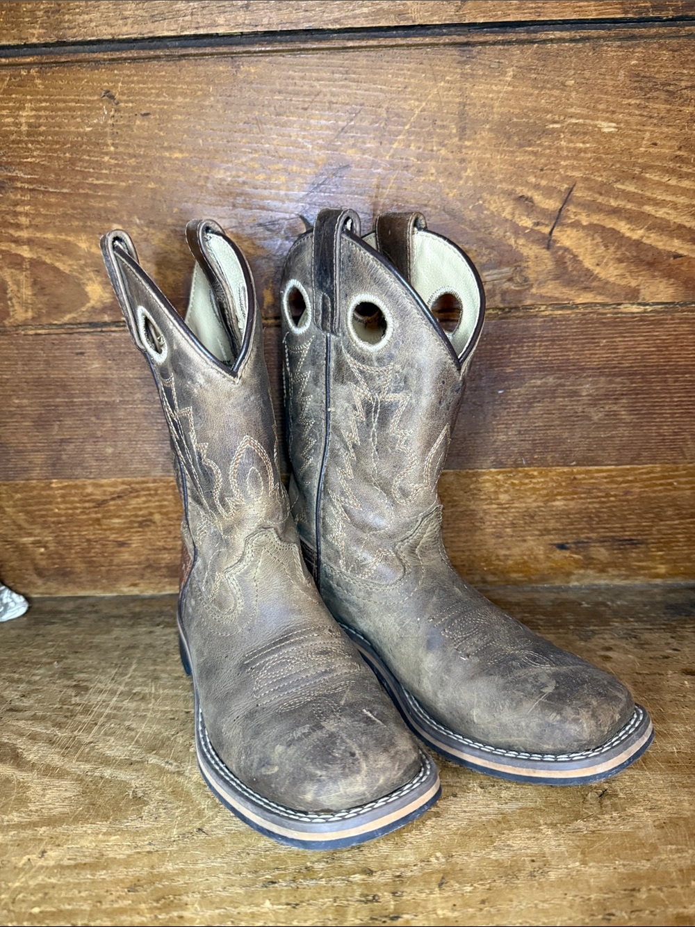 Kids Brown Pull-On Western Cowboy Boots